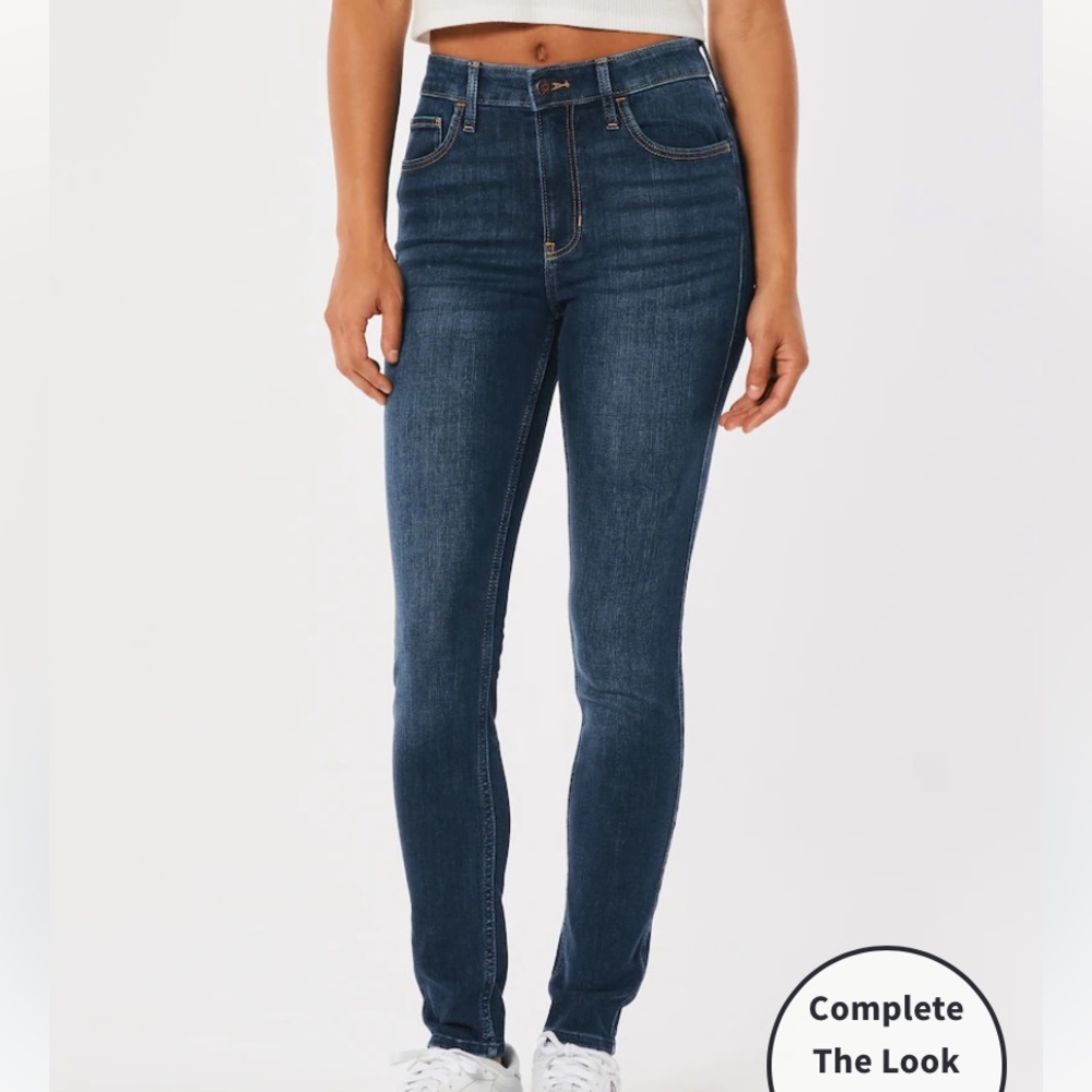 NEW HOLLISTER HIGH-RISE DARK WASH SUPER SKINNY JEANS SIZE:5 Long - Picture 4 of 10